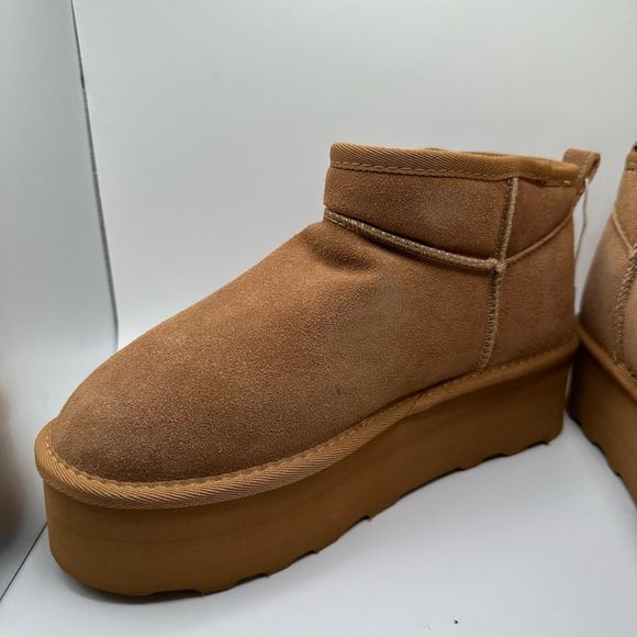 CUSHIONAIRE Women's Genuine Suede Cozy Mule Platform +Memory Foam 9 CHESTNUT - Picture 7 of 7